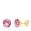 Pendientes pequeños con piedra en tono rosa en oro 18k